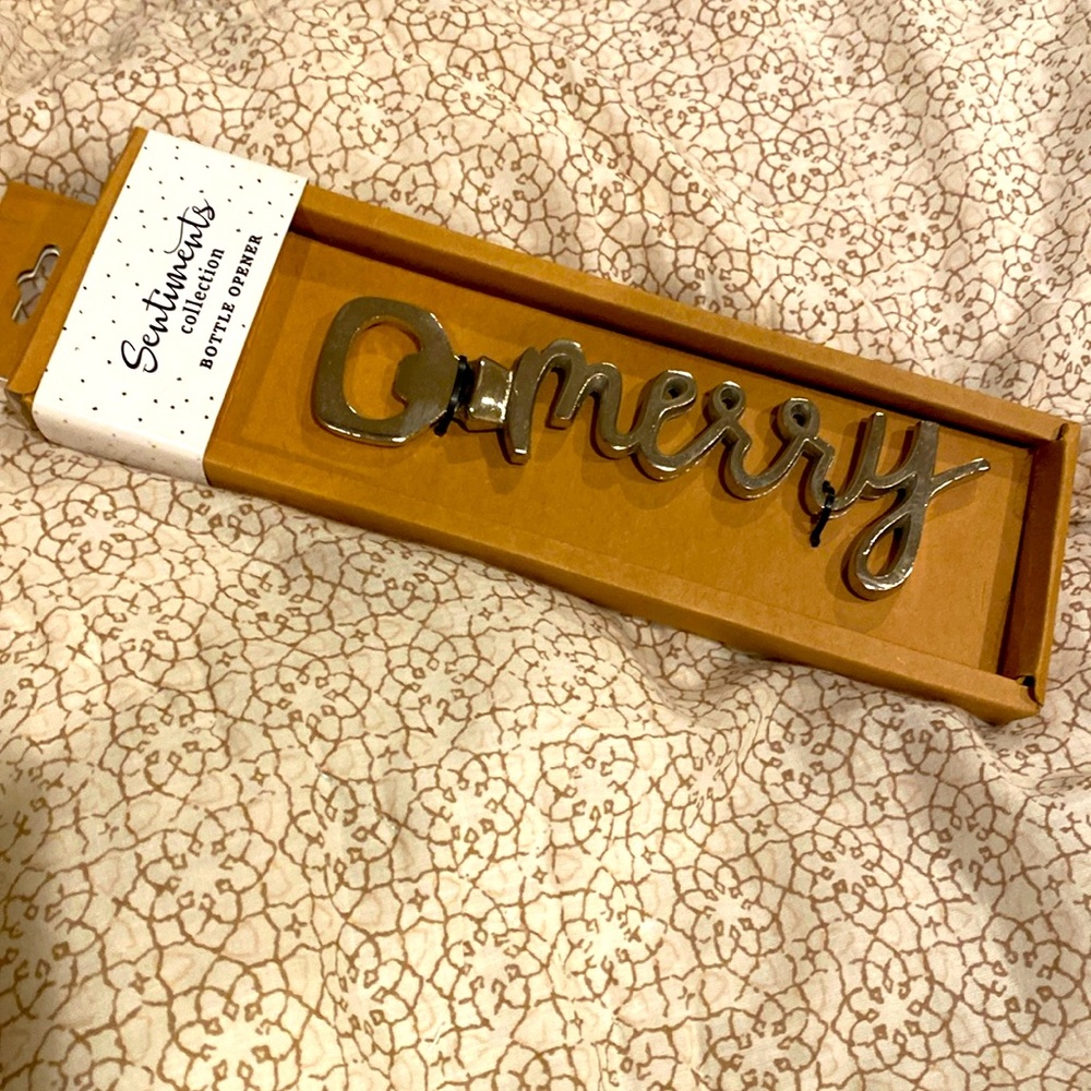 Sentiments bottle opener. Silver plated. Great gift addition.